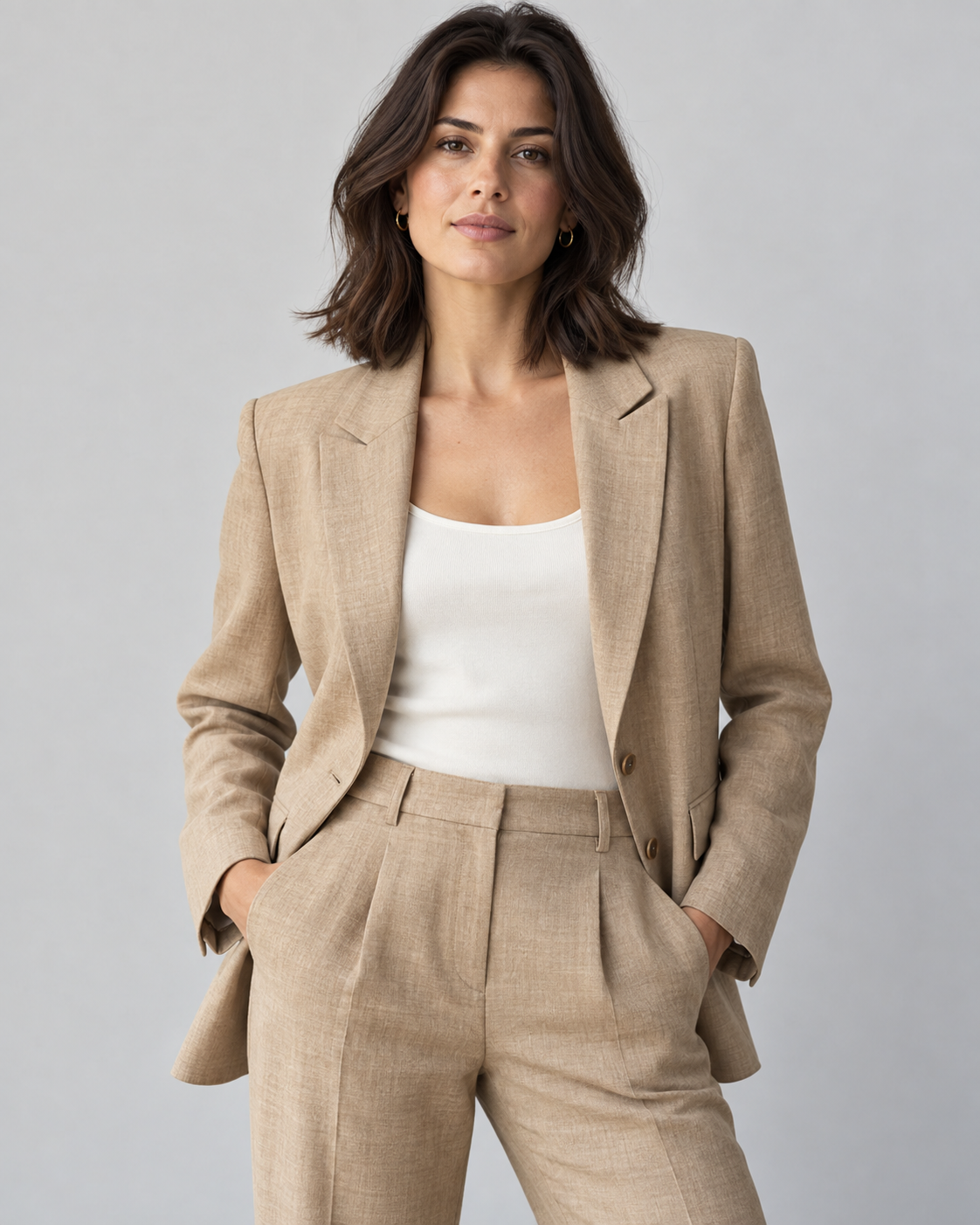 Blazer Siena en lino color arena